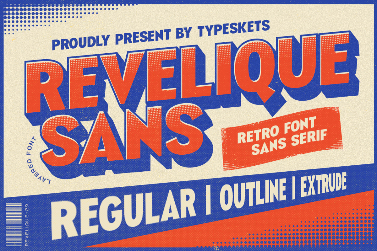 Revelique | Retro Sans Serif, a Sans Serif Font by Typeskets (Photo 1 of 9)