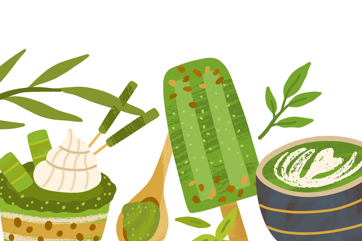 Matcha food and drinks background, a Food Illustration by Good Studio (Photo 3 of 3)