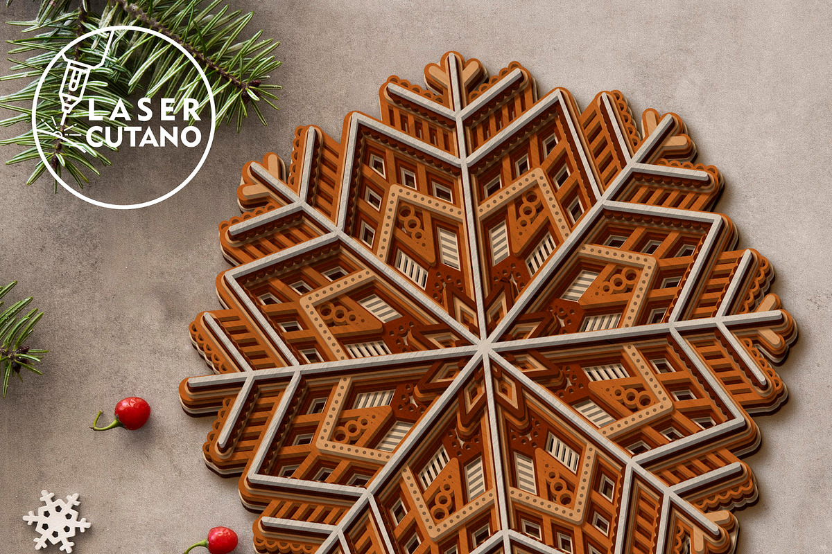 CHRISTMAS MANDALA Multilayer Decor, a Design Template by LaserCutano (Photo 5 of 10)