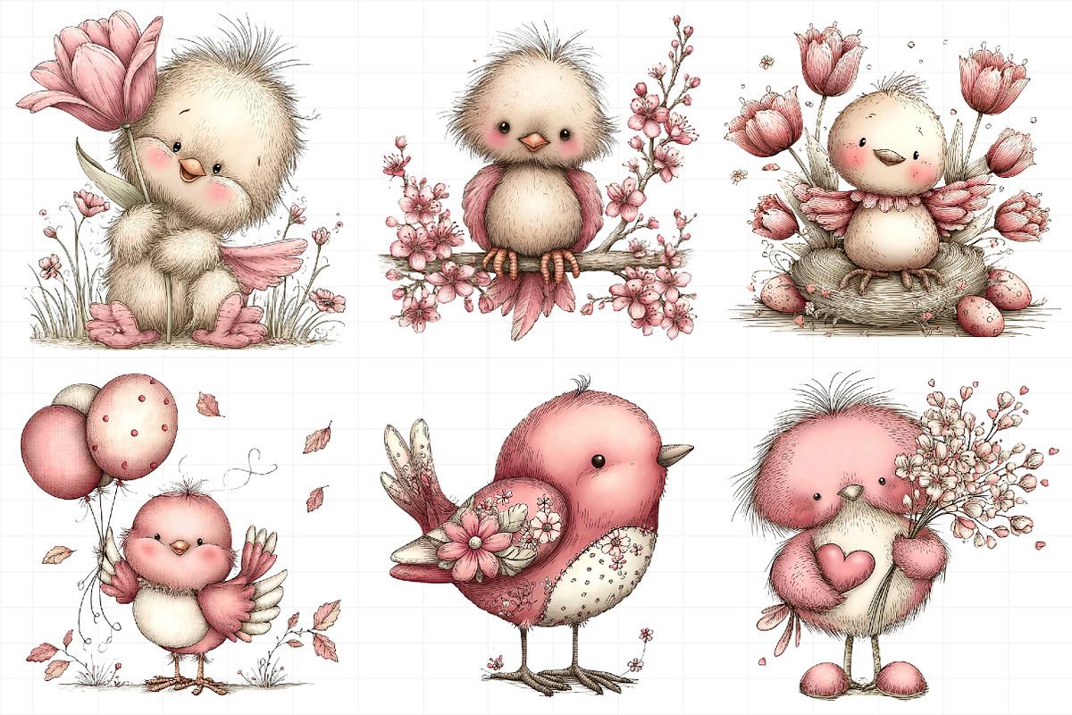 Whimsical Easter Birds Clipart, an Illustration by Daily.Designs (Photo 5 of 7)