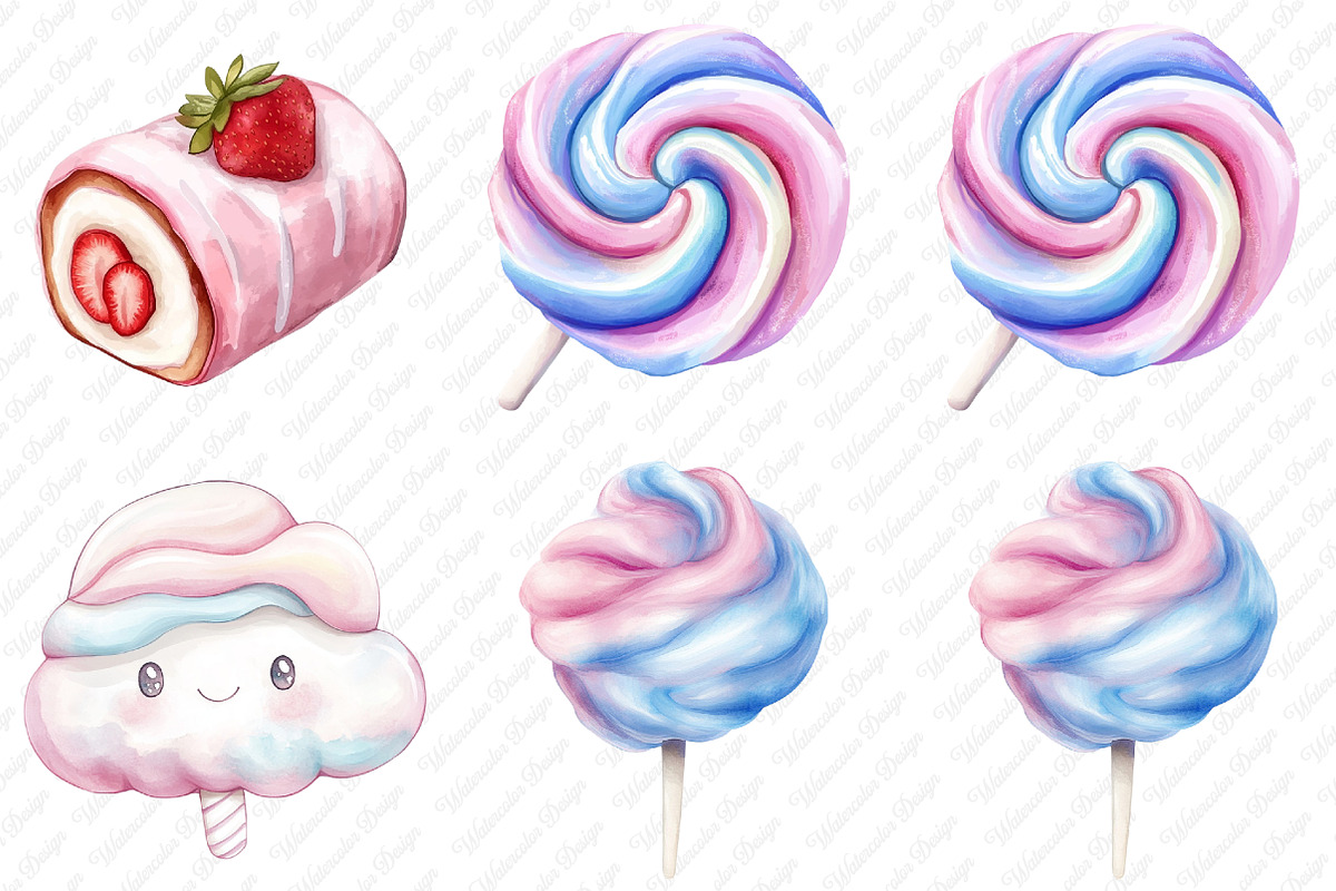 Watercolor Pastel Sweets Clipart, an Illustration by Watercolor design (Photo 3 of 12)