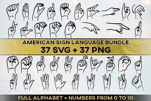 ASL SVG Bundle American Sign Hands