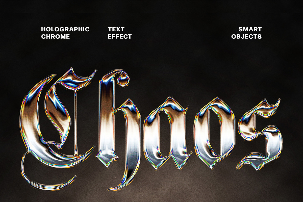 Holographic Chrome Text Effect, a Layer Style Add-On by Design Squad