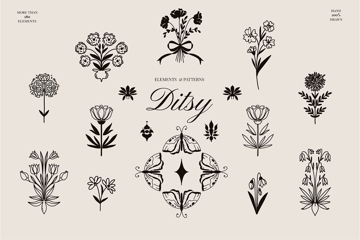 Vintage ditsy art & Floral patterns, a Decorative Illustration by Summer Nightingale Art (Photo 2 of 19)