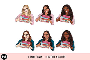 Girls With Books 4 Clipart Png