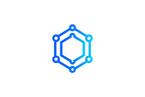 Hexagon network geometric logo, a Branding & Logo Template by Vectorium Studio