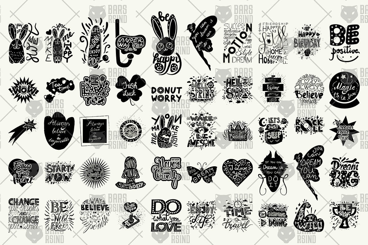 95% OFF 50 Positive Handdrawn Quotes, an Animal Illustration by barsrsind (Photo 8 of 9)