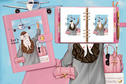 Travel Fashion Girl Clipart Set, an Illustration by designs.svkl (Thumbnail 4 of 6)