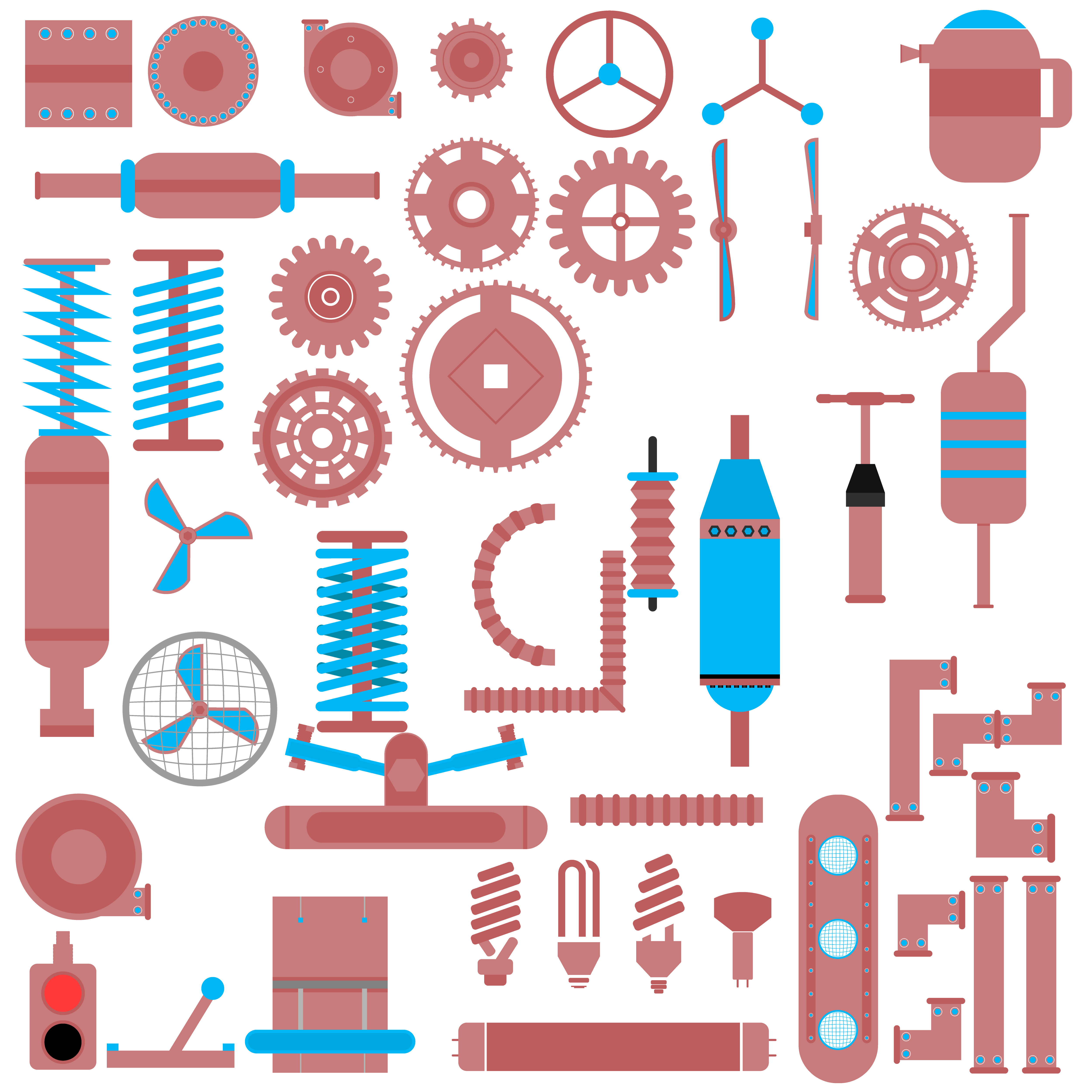 Set of parts of machinery., a Technology Illustration by pashigorov