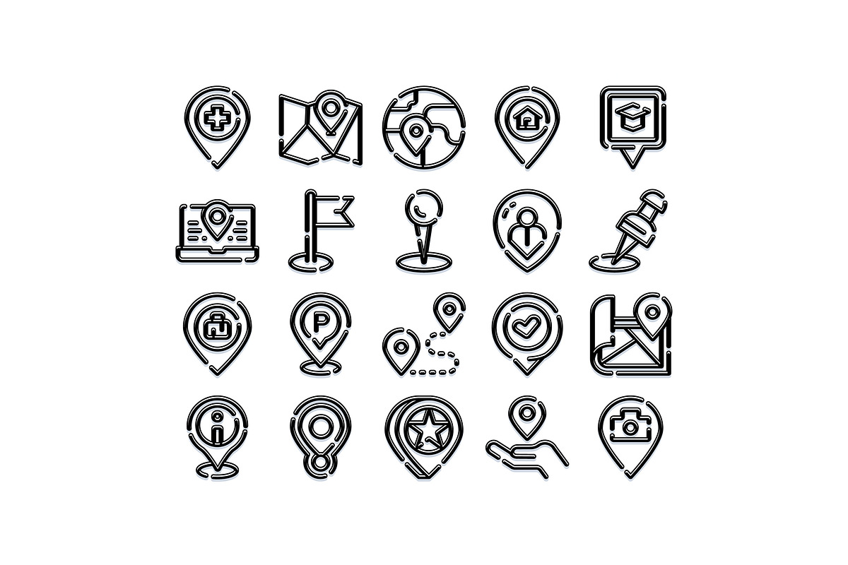 Location map pin icons tracking, an Object Graphic by pikepicture (Photo 1 of 3)