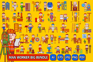 Man Worker Big Bundle Vector Art, an Object Graphic by MEDZ