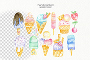 Watercolor Ice Cream Clipart, an Illustration by OllyKo Art (Thumbnail 3 of 6)