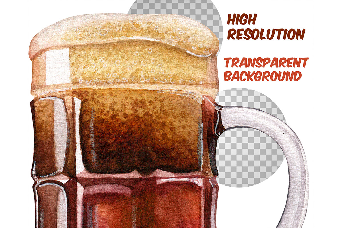 Watercolor beer clipart set, a Food Illustration by ArtfulStudio (Photo 7 of 8)