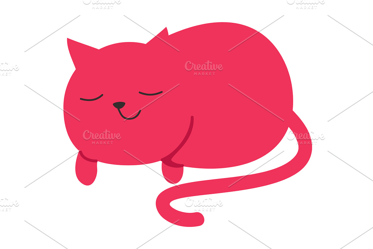 Cute cat sleeping vector icon, an Animal Illustration by SiberianArt