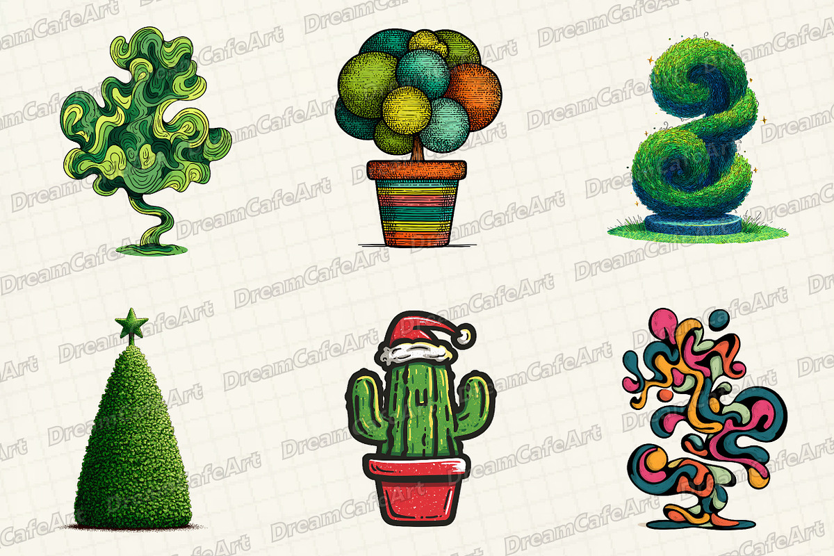 Christmas Topiary Trees Clipart, an Illustration by DreamCafeArt (Photo 4 of 6)