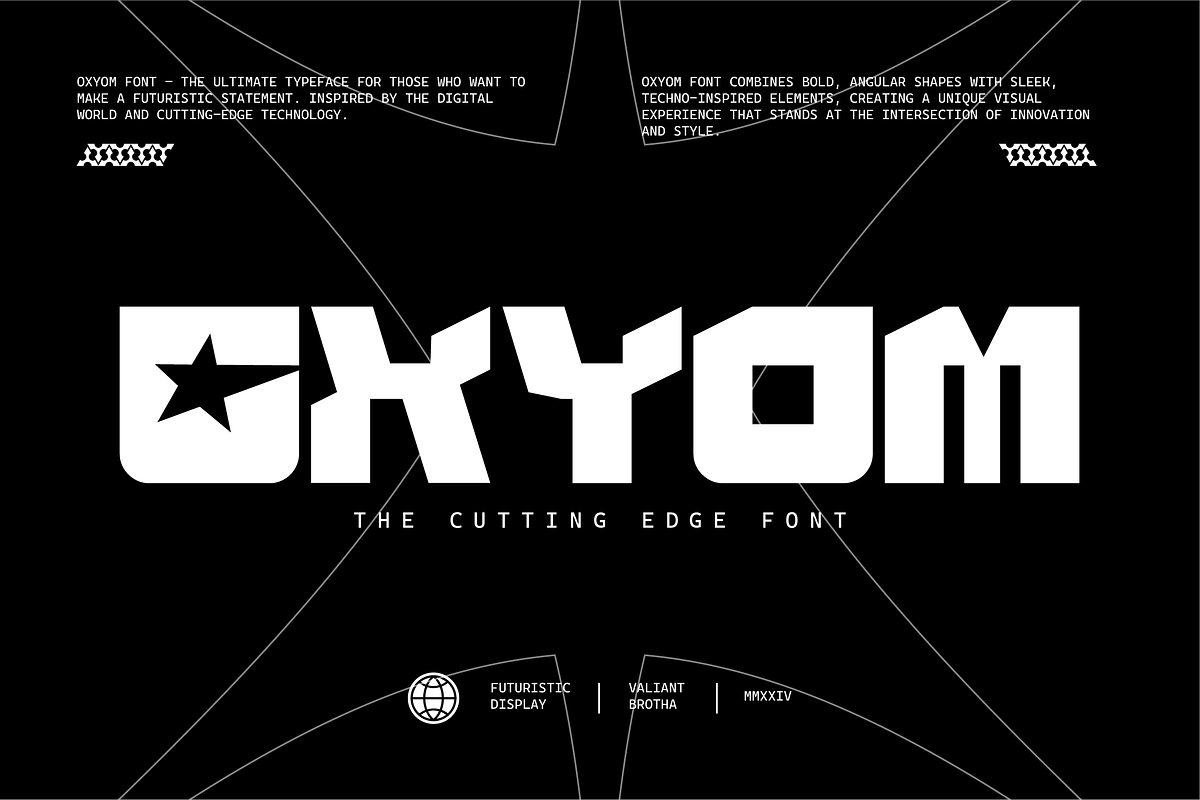VB Oxyom - Futuristic Font, a Sans Serif Font by VALIANTBROTHA (Photo 1 of 9)