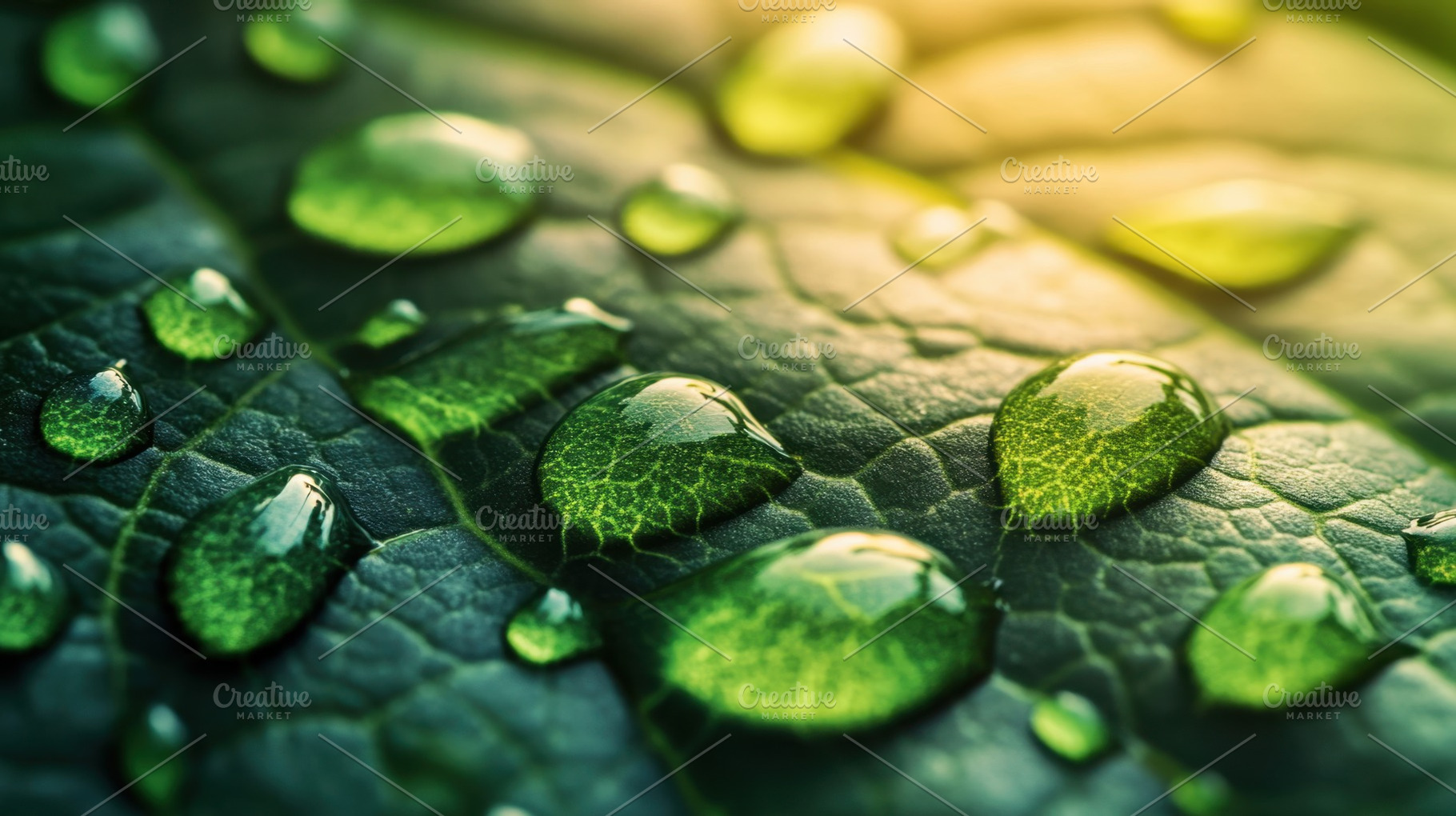 Close up of water droplets on a leaf, a Photo by Beautiful things