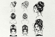 Messy Bun Girl Line Art Graphics, a Person Illustration by DENIDigitalArtSudio (Thumbnail 5 of 6)