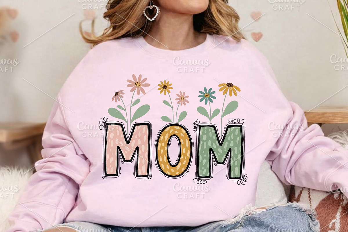 Floral Mom Printable Transfer PNG, an Illustration by Canvas Craft (Photo 5 of 6)