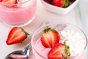 Delicious strawberry mousse parfait, a Food & Drink Photo by Rimma