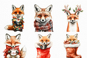 Christmas Fox Clipart Set, an Illustration by Craft Nest (Thumbnail 5 of 6)