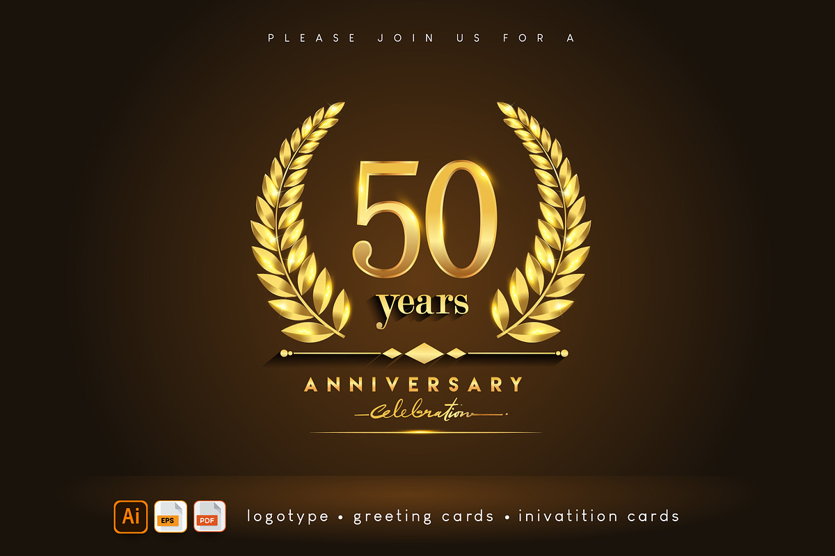 Golden Anniversary Badges, Logo Sets, a Graphic by OtpirusGraphic (Photo 3 of 5)