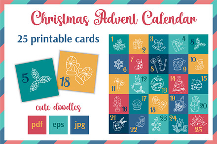 Christmas Advent Calendar Vector, a Card Template by AnnaViolet_store
