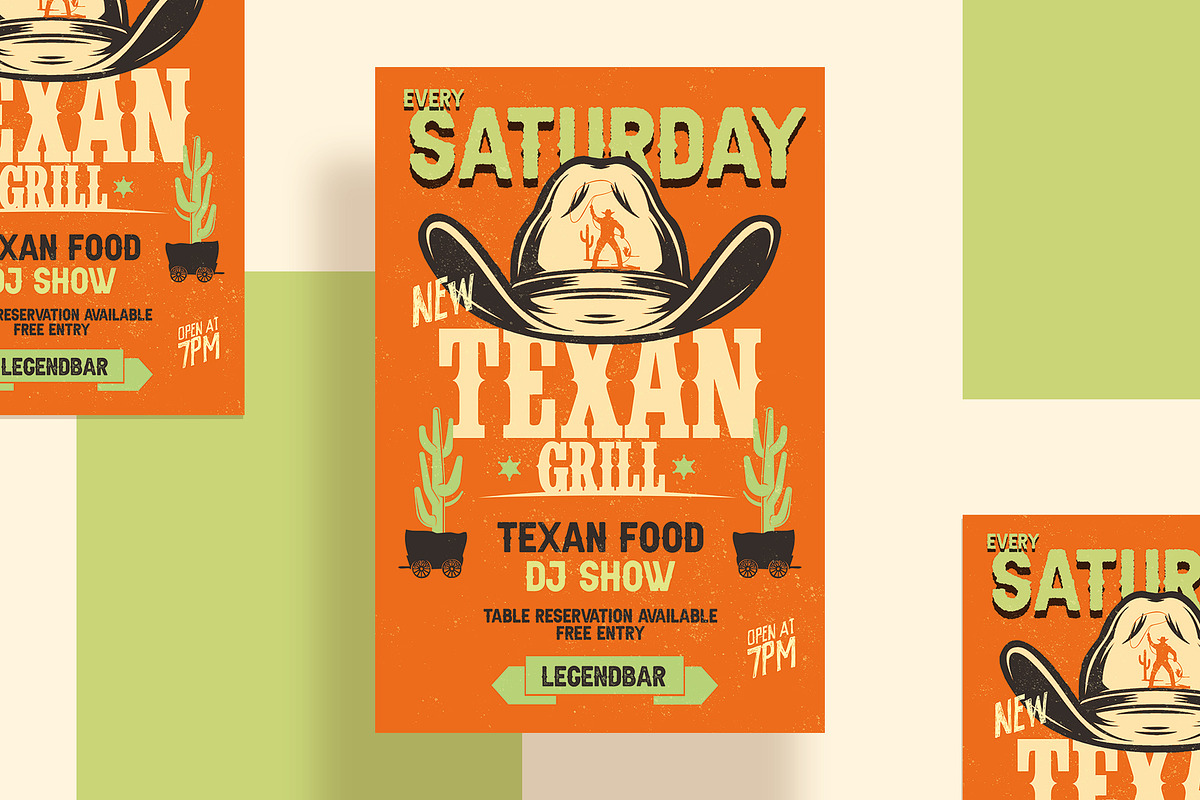 Retro American Texan Party Flyer, a Print Template by Rome B Creation (Photo 1 of 2)