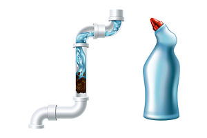 Clogged pipe drain and, an Illustration by Things for designers
