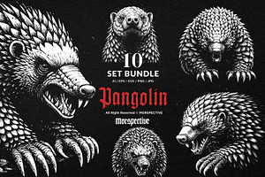 10 Bundle Dark Art Pangolin Armadilo, an Illustration by Morspective