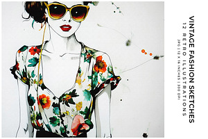 Vintage Fashion Sketches, a Person Illustration by Digital Art Creations