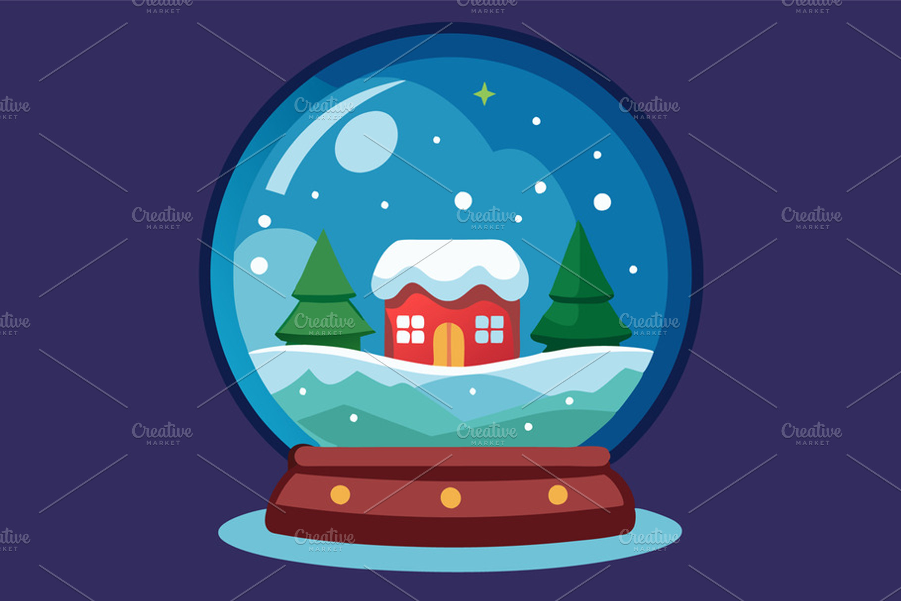 A festive snow globe features a sere, a Photo by SaroStock