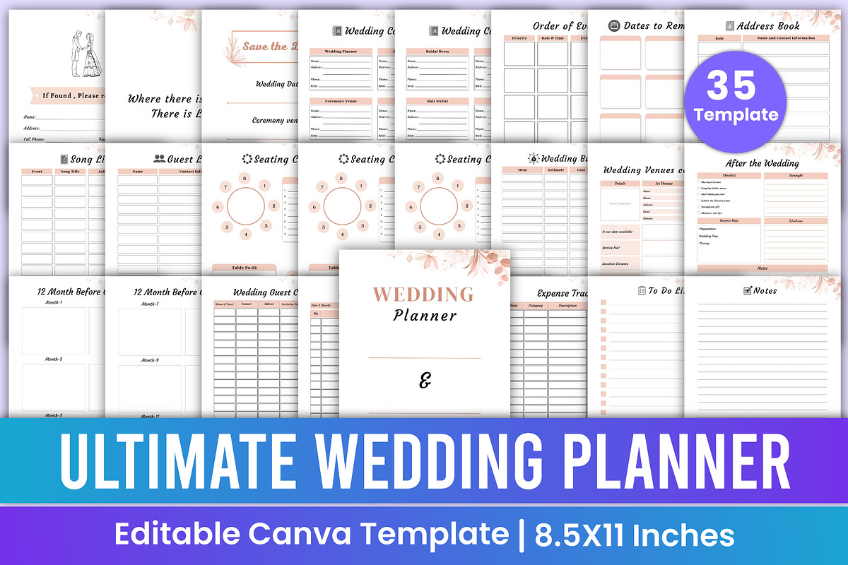 Wedding Planner Canva Template, a Stationery Template by Mustafiz (Photo 1 of 5)
