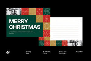 Modern Merry Christmas Greeting Card, a Card Template by Neermana