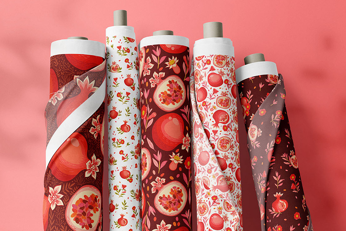 Pomegranates vector pattern., a Pattern Graphic by Mona Monash (Photo 4 of 6)