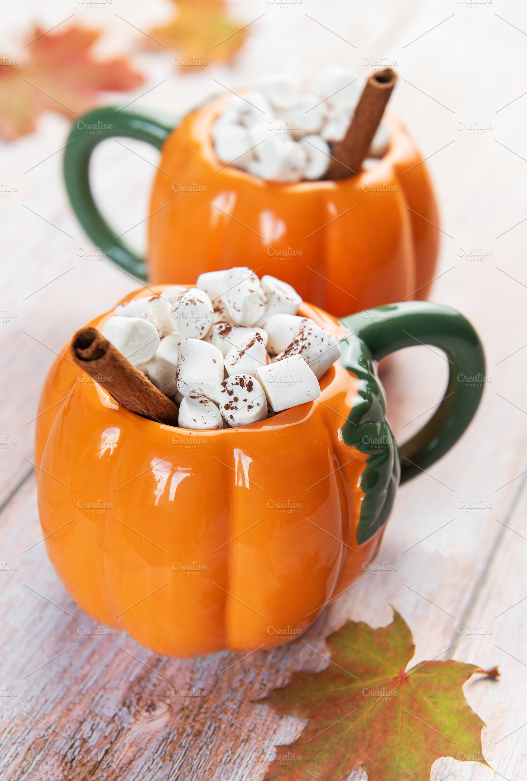 Hot cocoa warming with marshmallows and cinnamon for autumn, a Food & Drink Photo by Olena Rudo