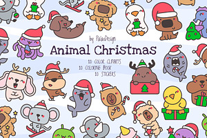 Cute Kawaii Animals Christmas