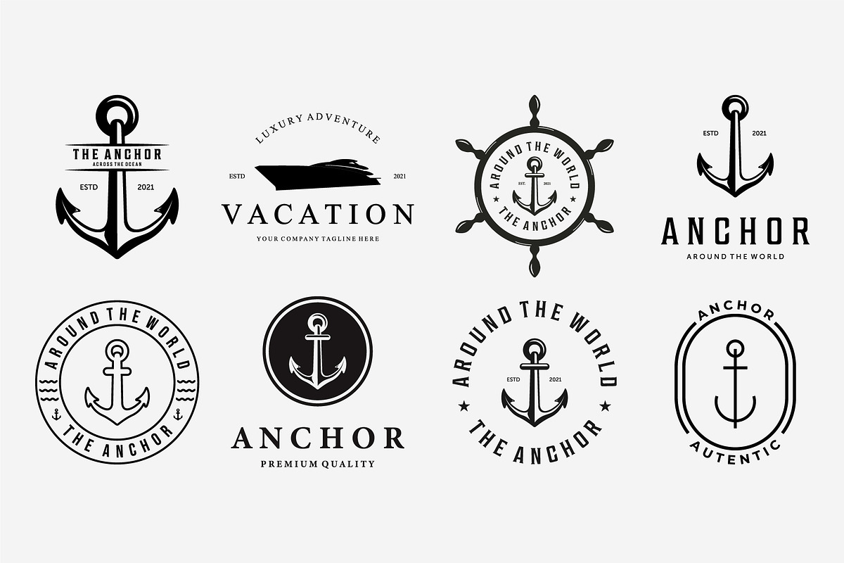 Set Bundle of Anchor Ship Yacht Logo, a Branding & Logo Template by Pyruos ID