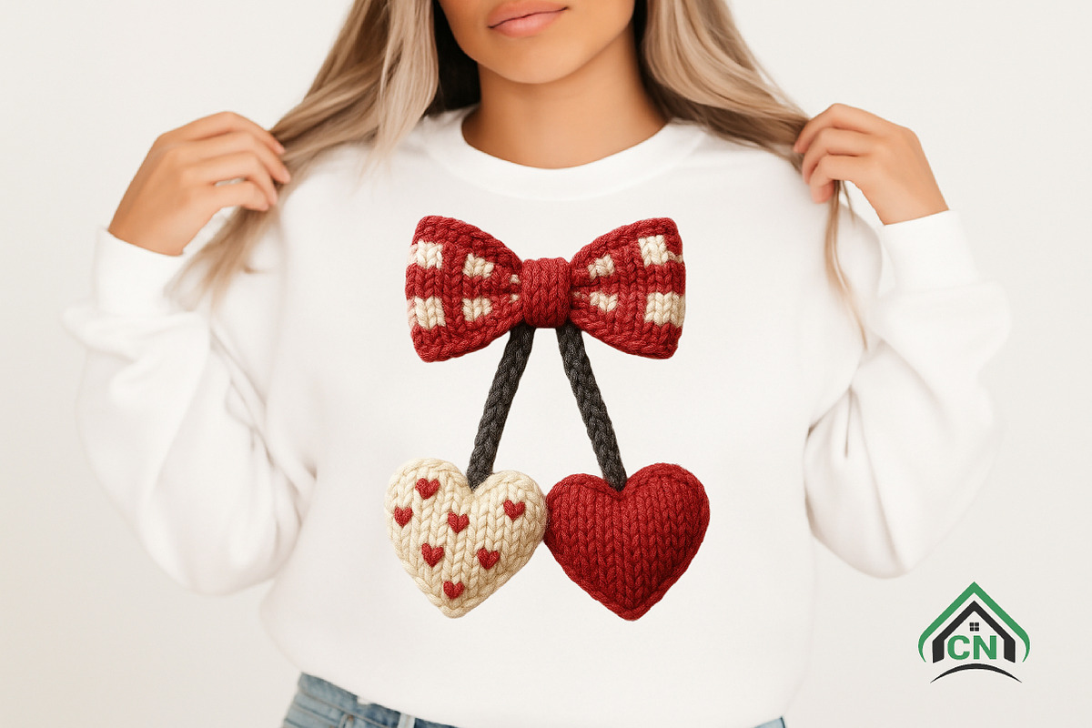 Knitted Bow with Double Hearts Png, an Illustration by Craft Nest (Photo 3 of 6)