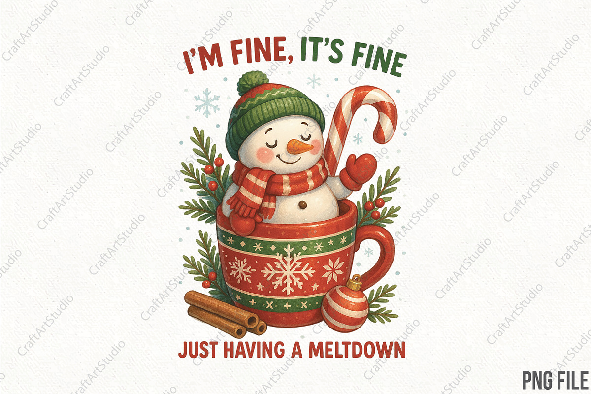 Funny Cute Snowman Christmas PNG, an Illustration by CraftArtStudio (Photo 1 of 4)