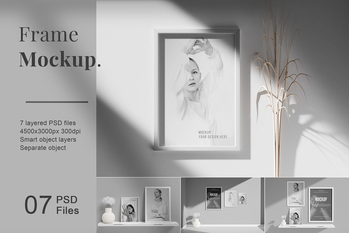Photo Frame Mockup, a Print Template by Pexelcorner (Photo 1 of 8)