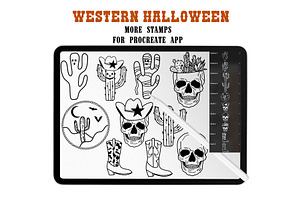 Western Halloween Procreate Stamps