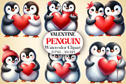 valentine Penguin Clipart, an Illustration by DreamArtGraphic (Thumbnail 1 of 5)