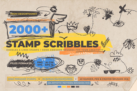 Scribble Stamps Doodle Bundle 2000+, an Object Graphic by DesignToonsy