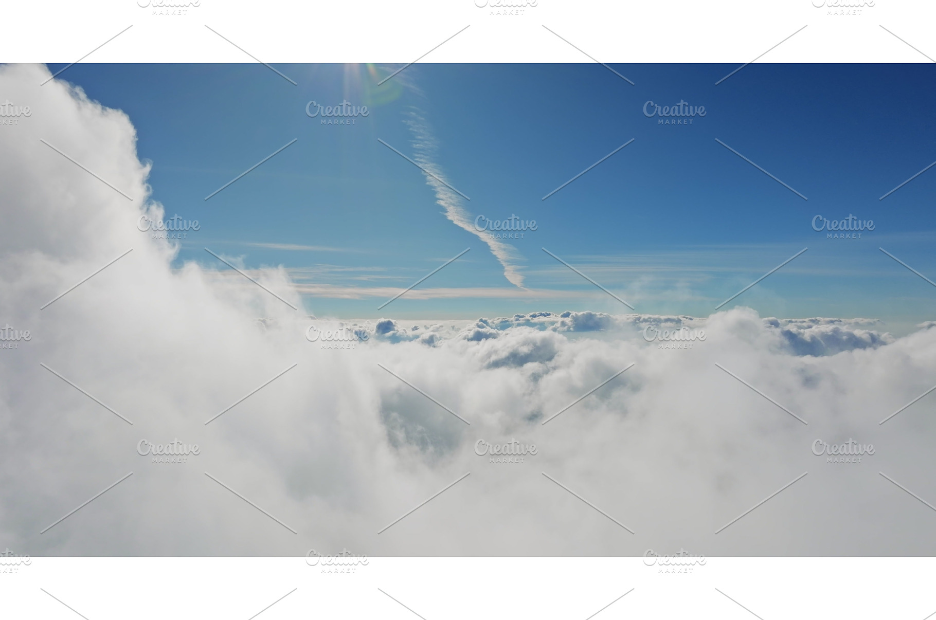 Aerial view flying above clouds with, a Nature Photo by Goinyk