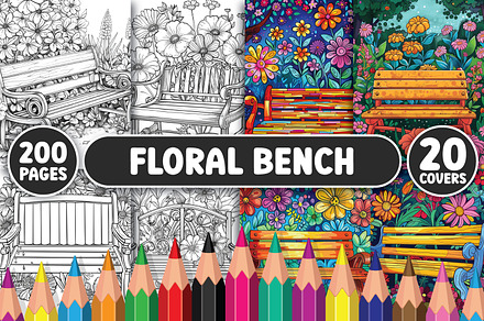 200 Floral Bench Coloring Pages