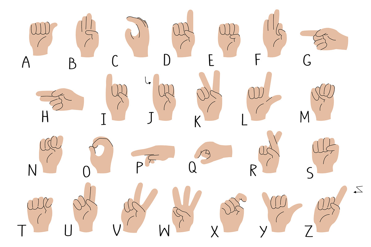 ASL Alphabet Hands (3 Skin Tones), a Graphic by Milota (Photo 2 of 4)