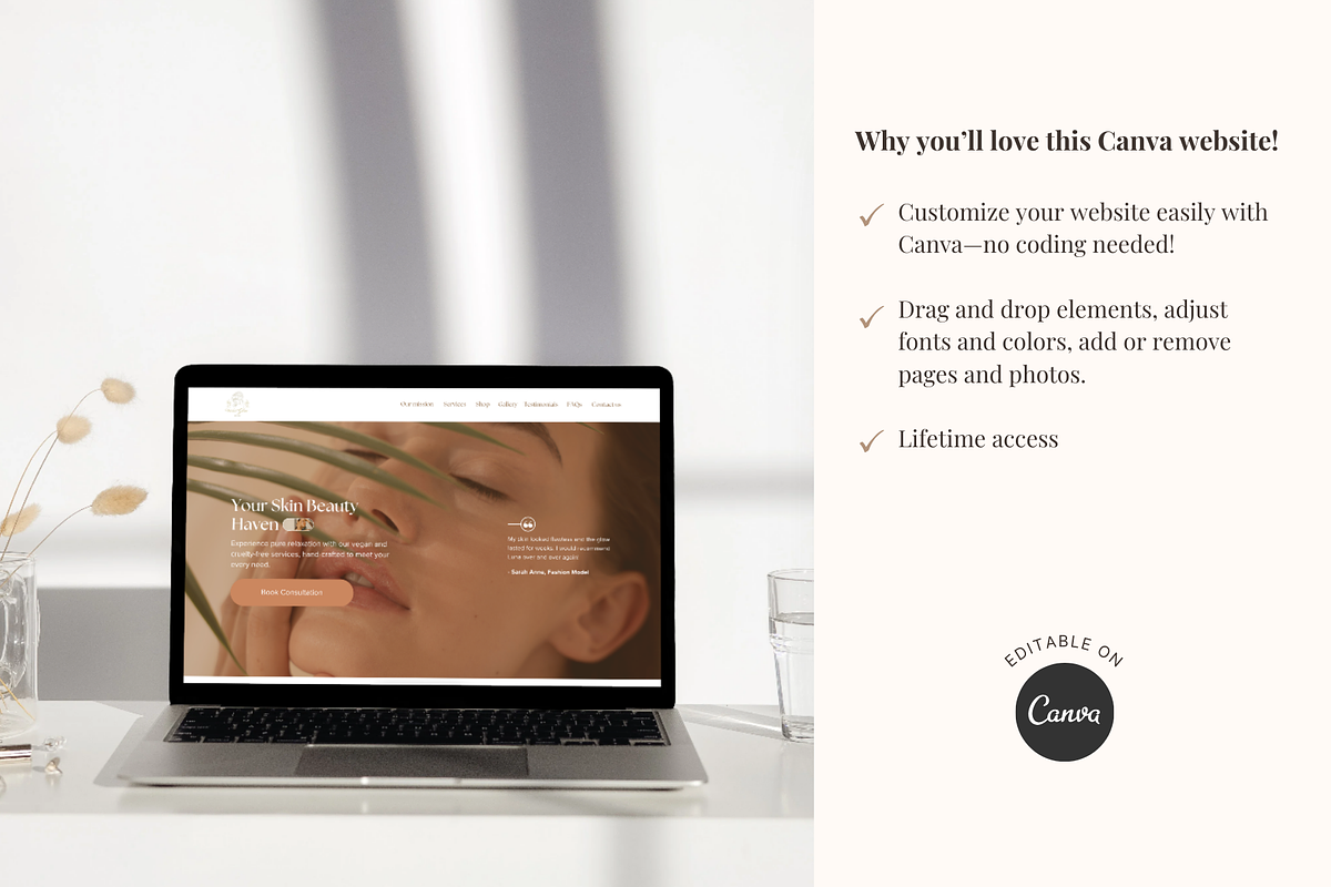 Esthetician Canva Website Template, a Landing Page Template by GlamWebDesigns (Photo 4 of 7)