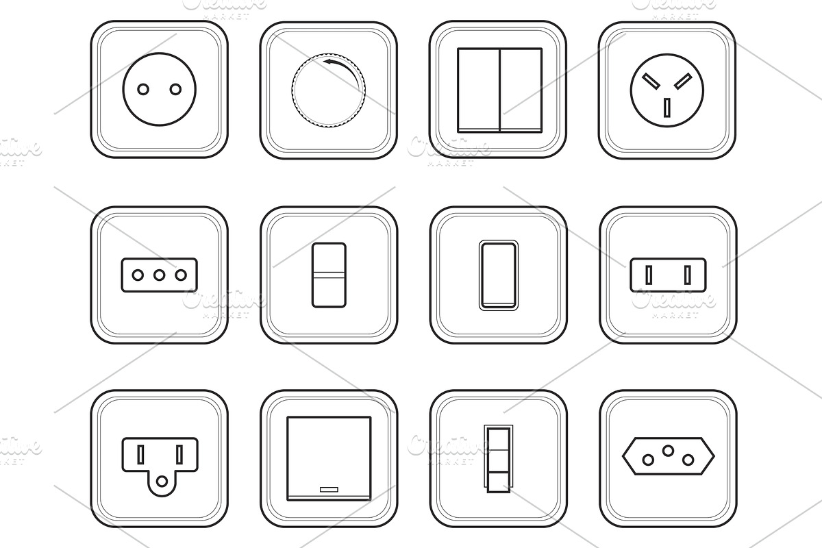 Switch line icons. Different types, an Object Illustration by YummyBuum