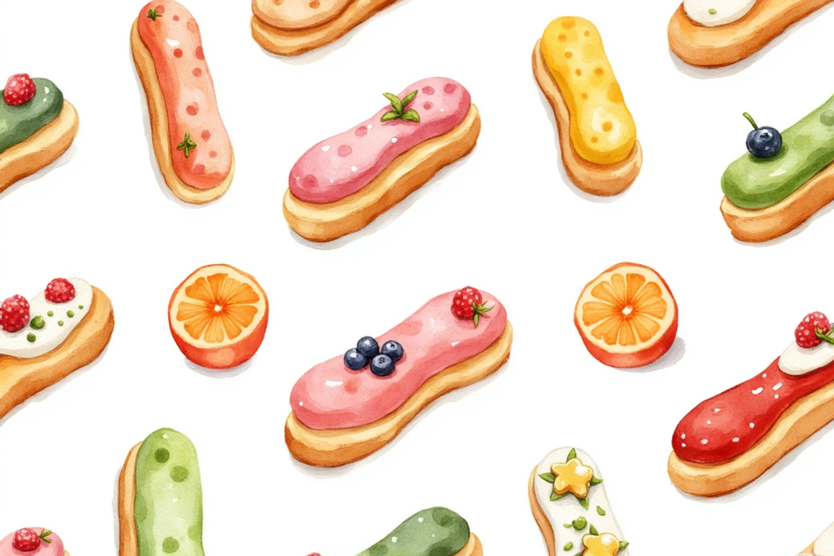 Eclairs Pastry Bundle Set, a Food Illustration by PLUM&FIGS (Photo 3 of 7)